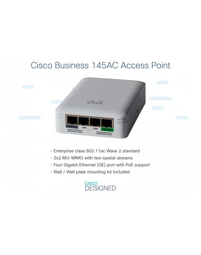 CISCO Business W145AC 802.11ac 2x2 Wave 2 Access Point Wall Plate główny