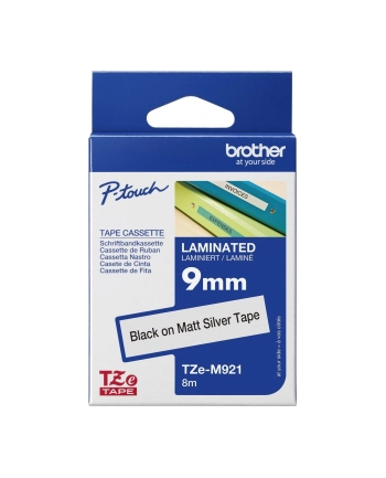 BROTHER P-Touch TZE-M921 black on silver-matte 9mm 8m