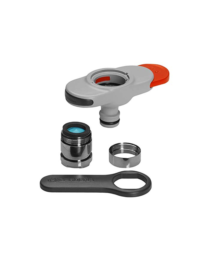 GARDENA Faucet Connector for Indoor Taps, Faucet Piece (light grey / orange, 13mm (1/2 '') - 19mm (3/4'')) główny