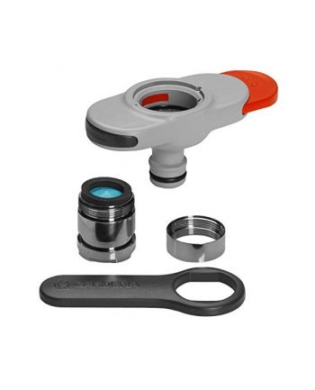 GARDENA Faucet Connector for Indoor Taps, Faucet Piece (light grey / orange, 13mm (1/2 '') - 19mm (3/4''))
