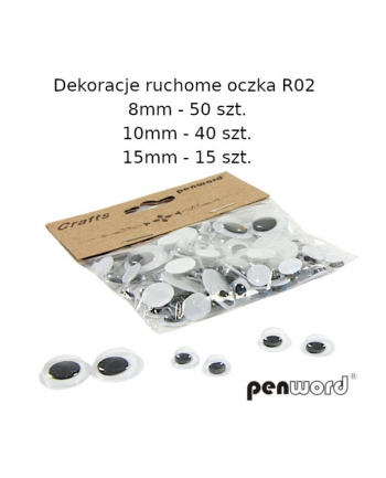 polsirhurt Dekoracje Ruchome oczka R02 8mm-50szt; 10mm-40szt; 15mm-15szt.