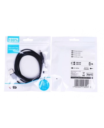 tb Kabel USB-USB C 2 m czarny sznurek