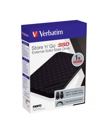 verbatim Dysk zewnętrzny SSD Store N Go 1TB 2,5' USB-C 3.2 Czarny