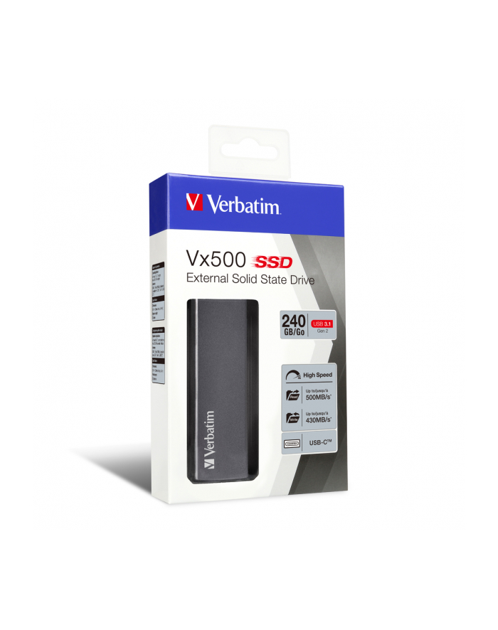 verbatim Dysk zewnętrzny VX500 SSD 240GB USB-C 3.1 Szary główny