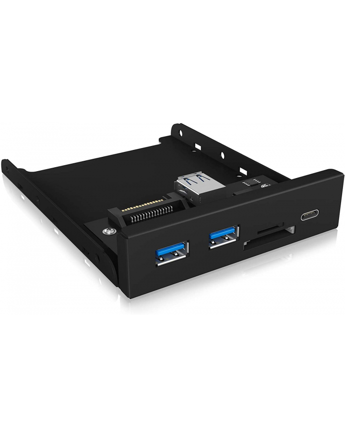 ICY BOX IB-HUB1417-i3, front panel (black, 1x USB Type-C, 2x USB Type-A, card reader) główny
