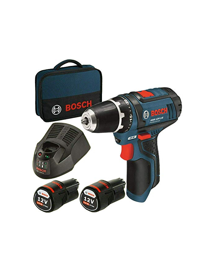 bosch powertools Bosch cordless drill screwdriver GSR 12V-15 Professional (blue / black, 2x Li-ion battery 2.0Ah) główny