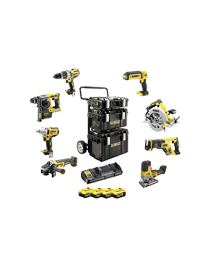 DeWalt battery pack Kombo DCK856P4, 18 Volt, Hammer (yellow / black, 8 Cordless, 4x Li-ion battery pack XR 5.0 Ah, trolley Carrier DS) główny