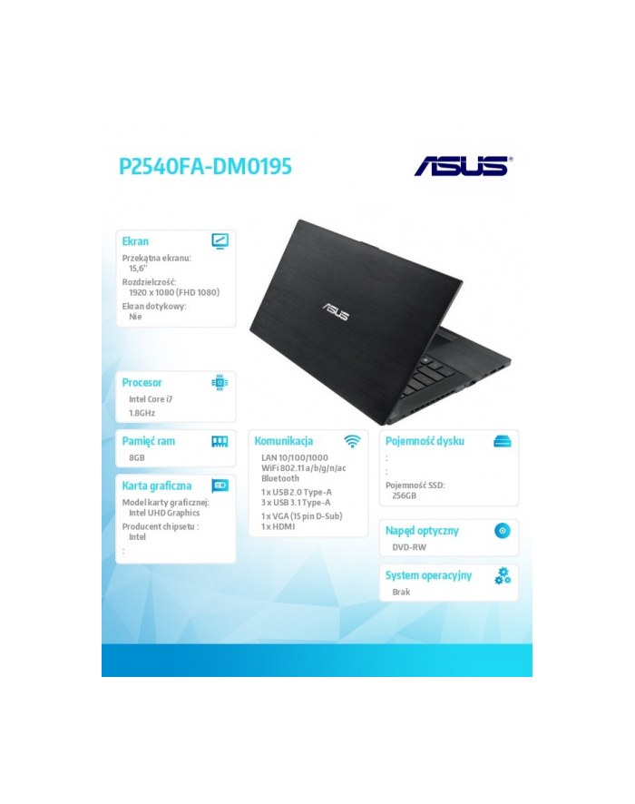 asus Laptop P2540FA-DM0195 noOS i7-10510U/8/256/integra/15.6 główny