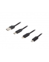 lanberg Kabel COMBO USB-A(M)->USB MICRO(M)+LIGHTNING(M)+USB-C(M) 2.0 1m czarny Premium - nr 2