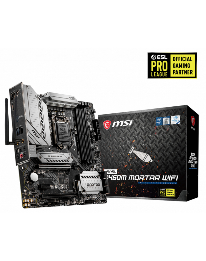 MSI MAG B460M MORTAR WIFI Socket 10th gen Intel 1200 mATX MB 4x DDR4 up to 2933 MHz 6x SATA 6Gb/s 2x M.2 7x USB 3.2(P) główny
