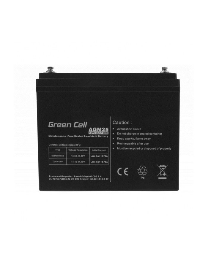 GREEN CELL Battery AGM 12V 75 Ah główny