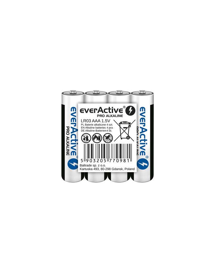 EVERACTIVE BATERIE ALKALICZNE PRO ALKALINE R03  AAA  SHRINK 4SZT   1250 MAH  WYSOKA WYDAJNOŚĆ  LR03PRO4T główny