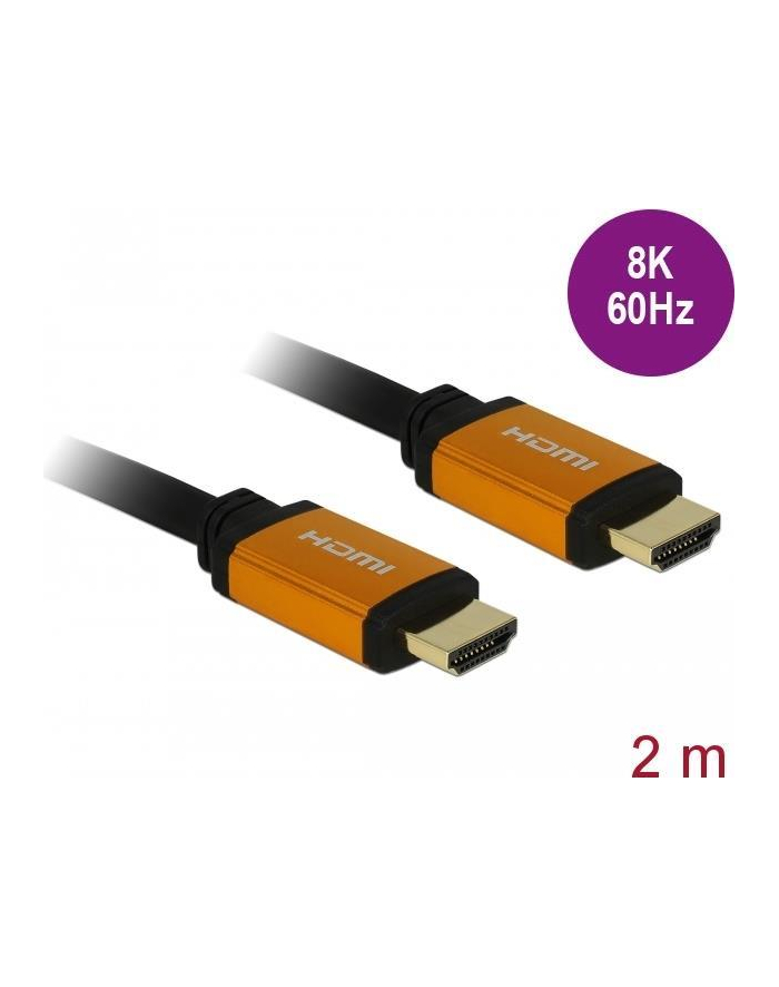 DELOCK KABEL HDMI M/M V21 2M 8K 60HZ CZARNO-POMARAŃCZOWY 85729 główny