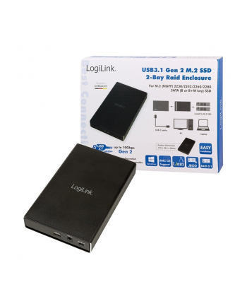logilink Zewnętrzna obudowa SSD 2x M.2 SATA, USB3.1 gen2, Raid