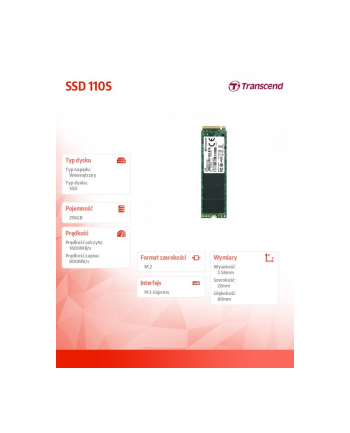 transcend Dysk SSD 110S 256GB 2280 M.2 NVMe PCIe Gen3 x4