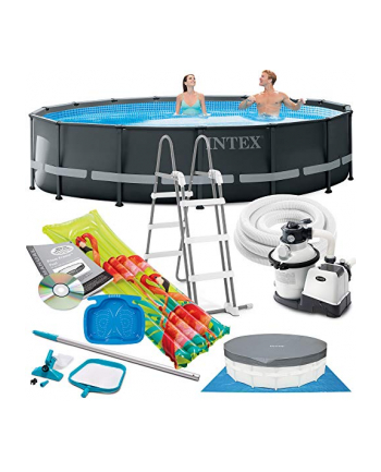 Intex Framepool Set Ultra Rondo XTR O 488 x 122cm, swimming pool (dark grey / blue, sand filter SF90220RC-1)