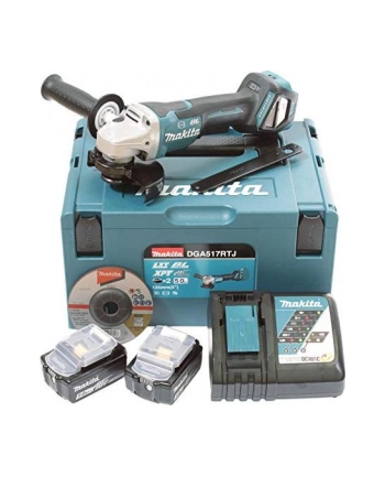 Makita cordless angle grinder DGA517RTJ, 18Volt (blue / black, MAKPAC size 3, 2x Li-ion batteries 5.0Ah)