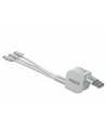 DELOCK USB 3in1 Retractable Charging Cable for 8 pin / Micro USB / USB Type-C white - nr 12