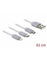 DELOCK USB 3in1 Retractable Charging Cable for 8 pin / Micro USB / USB Type-C white - nr 2