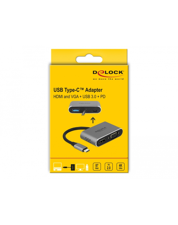 DELOCK USB Type-C Adapter to HDMI and VGA with USB 3.0 Port and PD główny