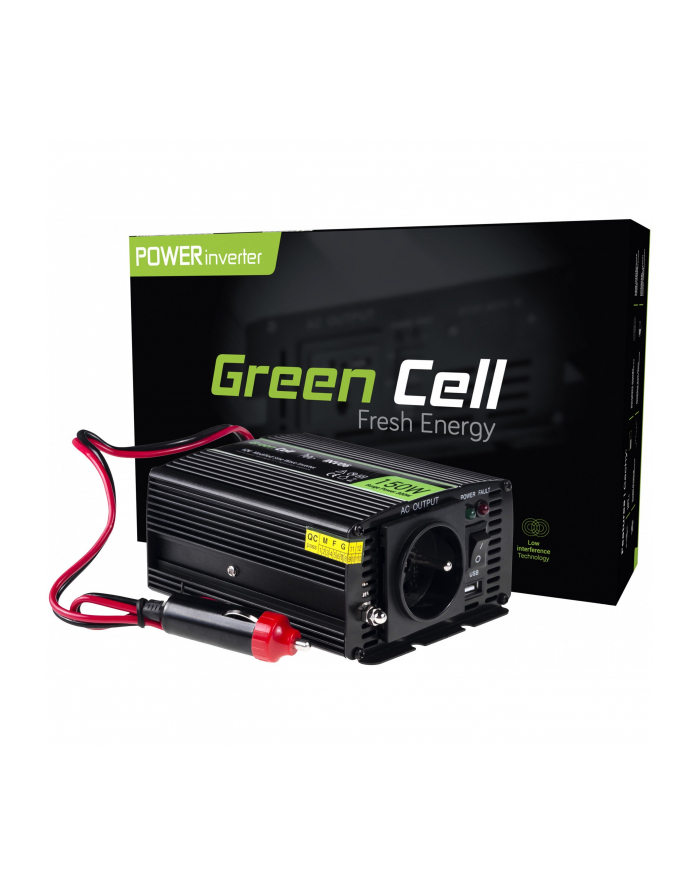 green cell Przetwornica 12V/230V 150W/300W Mod sinus główny