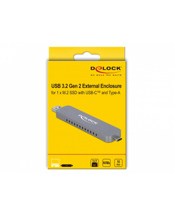 DELOCK External Enclosure for M.2 NVME PCIe SSD with USB Type-C and Type-A male