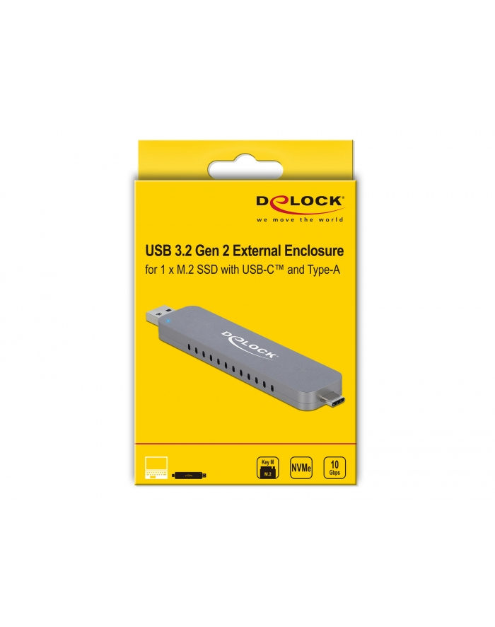 DELOCK External Enclosure for M.2 NVME PCIe SSD with USB Type-C and Type-A male główny