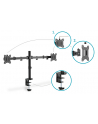 digitus Uchwyt biurkowy podwójny z zaciskiem 2xLCD max. 32' max. Obciążenie 2x 8kg uchylno-obrotowy czarny - nr 16
