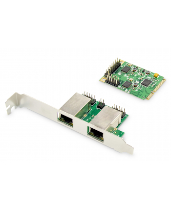 digitus Karta sieciowa przewodowa mini PCI Express 2x RJ45 Gigabit 10/100/1000Mbps Low Profile