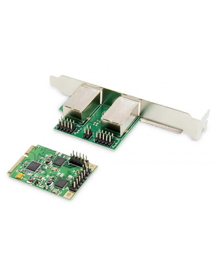 digitus Karta sieciowa przewodowa mini PCI Express 2x RJ45 Gigabit 10/100/1000Mbps Low Profile główny