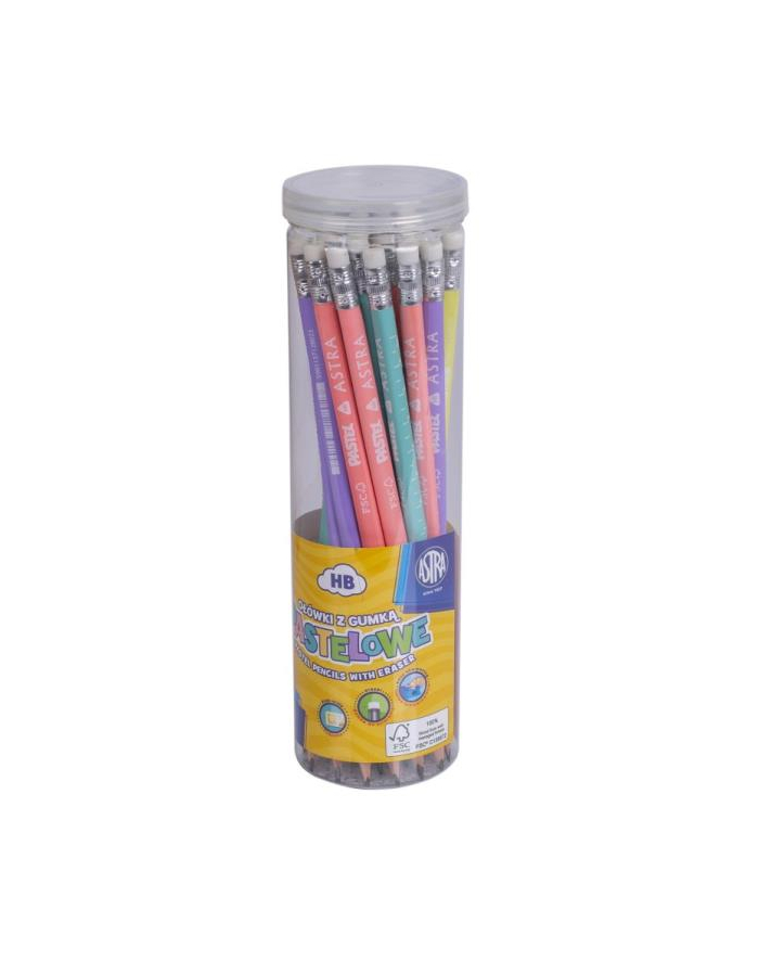 Ołówki pastelowe HB z miarką i gumką p.36 cena za 1 sztukę ASTRA główny