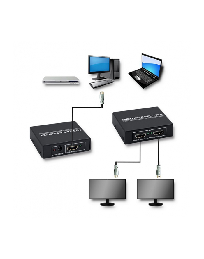 qoltec Aktywny rozdzielacz Splitter HDMI 1x2 | v.2.0 główny