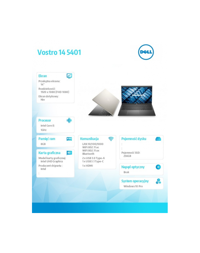 dell Notebook Vostro 5401 Win10Pro i5-1035G1/256/8/INT/FHD główny