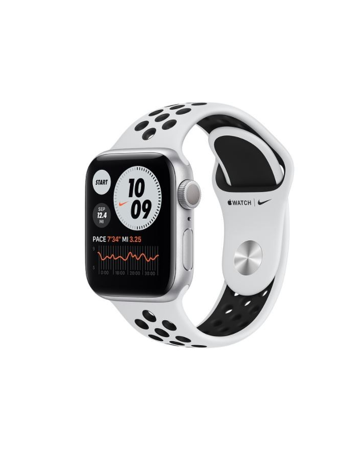 apple Zegarek Nike Series 6 GPS, 40mm koperta z aluminium w kolorze srebrnym z paskiem sportowym  czysta platyna/czarny Nike - Regular główny