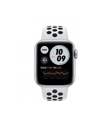 apple Zegarek Nike Series 6 GPS, 40mm koperta z aluminium w kolorze srebrnym z paskiem sportowym  czysta platyna/czarny Nike - Regular