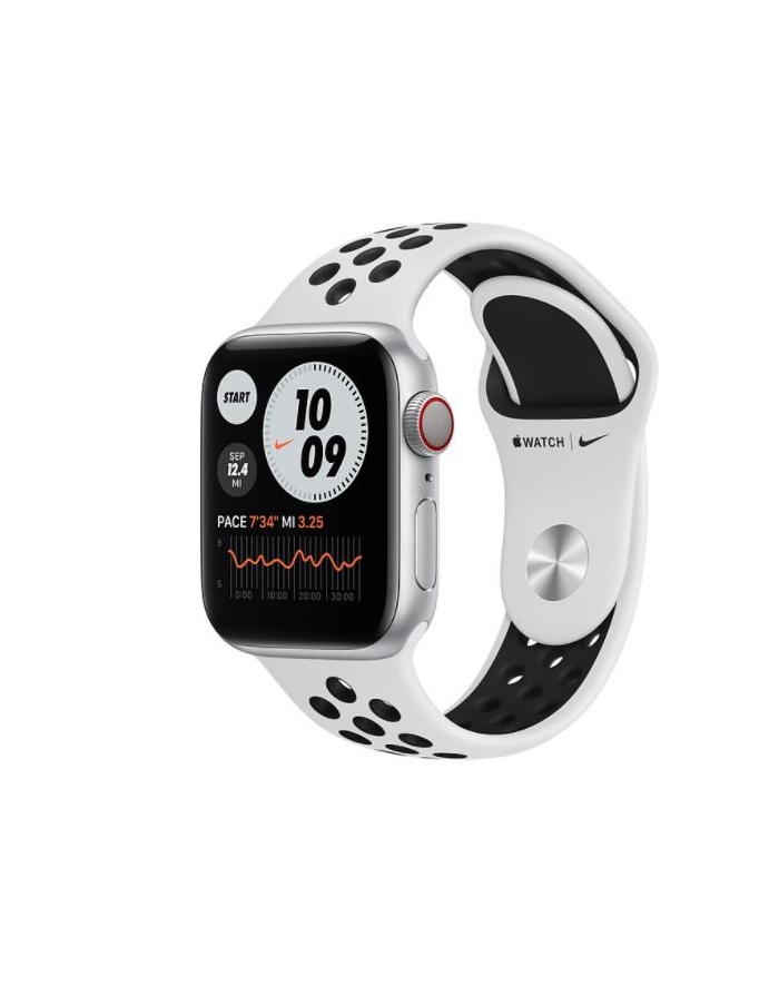 apple Zegarek Nike Series 6 GPS, 44mm koperta z aluminium w kolorze srebrnym z paskiem sportowym  czysta platyna/czarny Nike - Regular główny