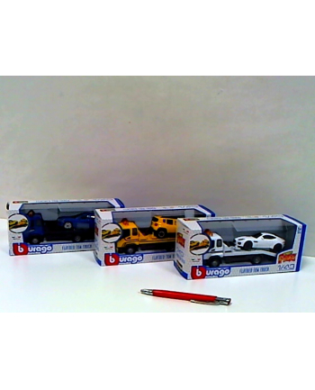 BBU 1:43 Street Fire Flatbed Tow Truck W/Car 31399