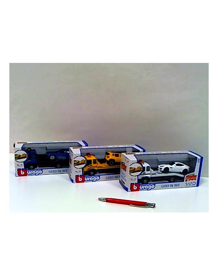 BBU 1:43 Street Fire Flatbed Tow Truck W/Car 31399 główny