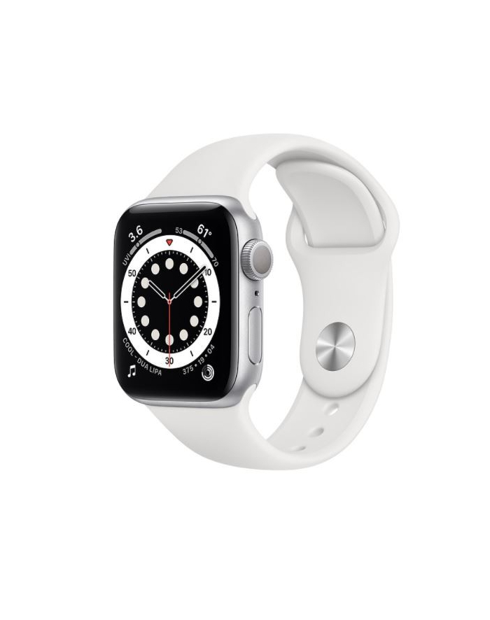 apple Zegarek  Series 6 GPS, 44mm koperta z aluminium w kolorze srebrnym z paskiem sportowym w kolorze białym- Regular główny
