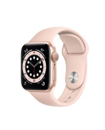 apple Zegarek Series 6 GPS + Cellular, 40mm koperta z aluminium w kolorze złotym z paskiem sportowym w kolorze piaskowego różu - Regular