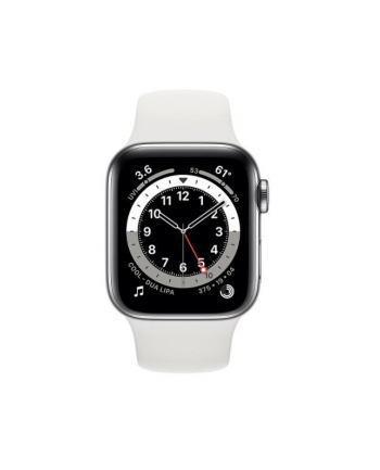 apple Zegarek Series 6 GPS + Cellular, 44mm koperta ze stali nierdzewnej w kolorze srebrnym z paskiem sportowym w kolorze białym