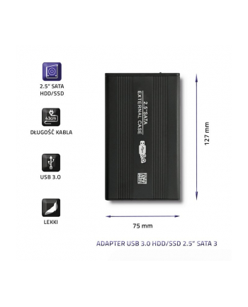 qoltec Obudowa na dysk HDD/SSD 2.5 cala SATA3 | USB 3.0 | Czarny