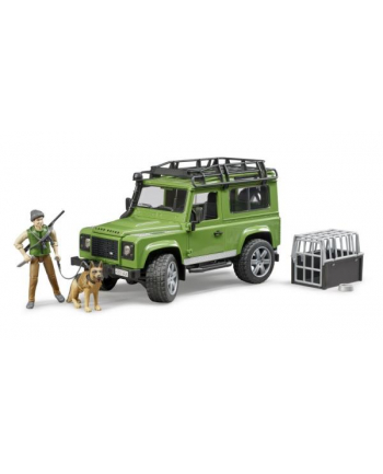 bruder Land Rover Defender z figurką leśnika i z psem