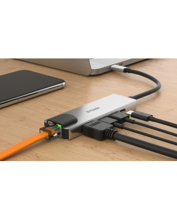 D-LINK USB-C 5-port USB 3.0 hub with HDMI and Ethernet and USB-C charging port