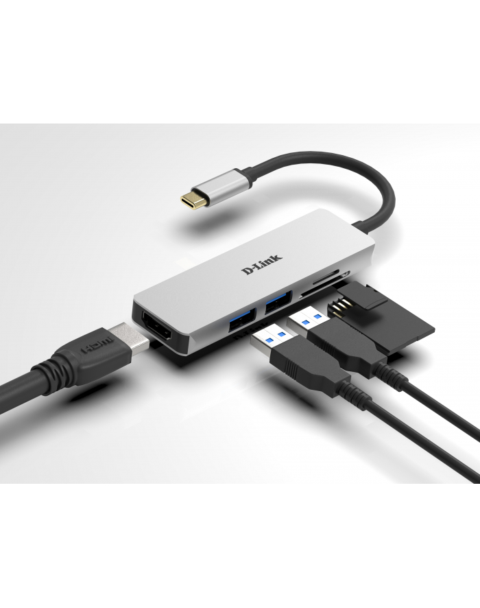 D-LINK USB-C 5-port USB 3.0 hub with HDMI and SD ' microSD card reader główny