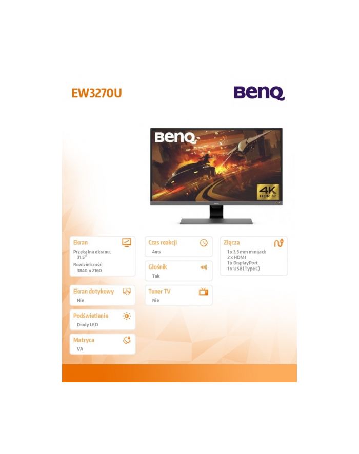 BENQ EW3270UE _spec Monitor BenQ EW3270UE 32 UHD 4K, HDR, HDMI, DPx _spec główny