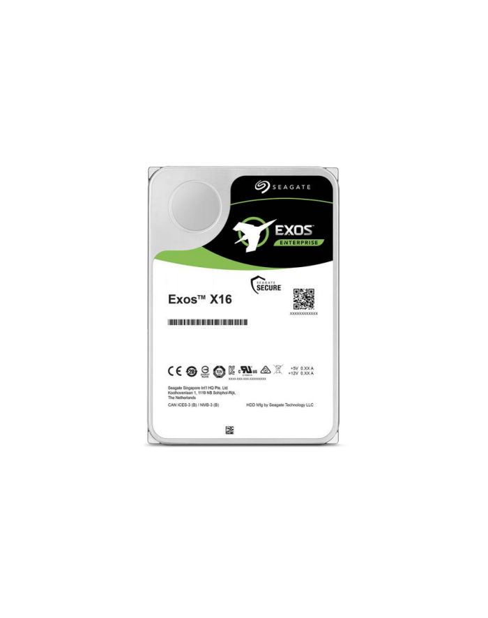 SEAGATE EXOS X16 12TB SATA 7200rpm 256MB cache 3.5inch SED 512e/4Kn FastFormat Helium SuperParity Low Halogen BLK główny