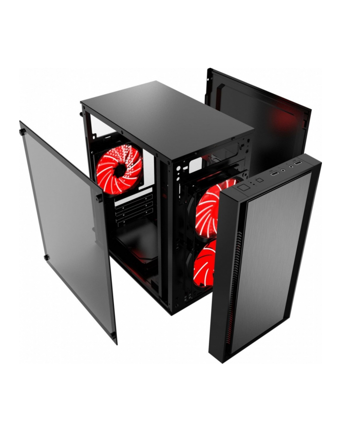 GEMBIRD CCC-FORNAX-960R Gaming design PC case 3 x 12 cm fans red główny