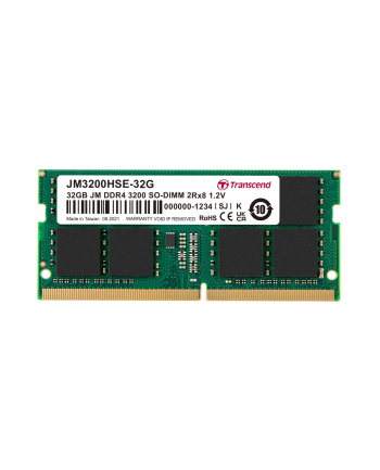 TRANSCEND 32GB JM DDR4 3200Mhz SO-DIMM 2Rx8 2Gx8 CL22 1.2V