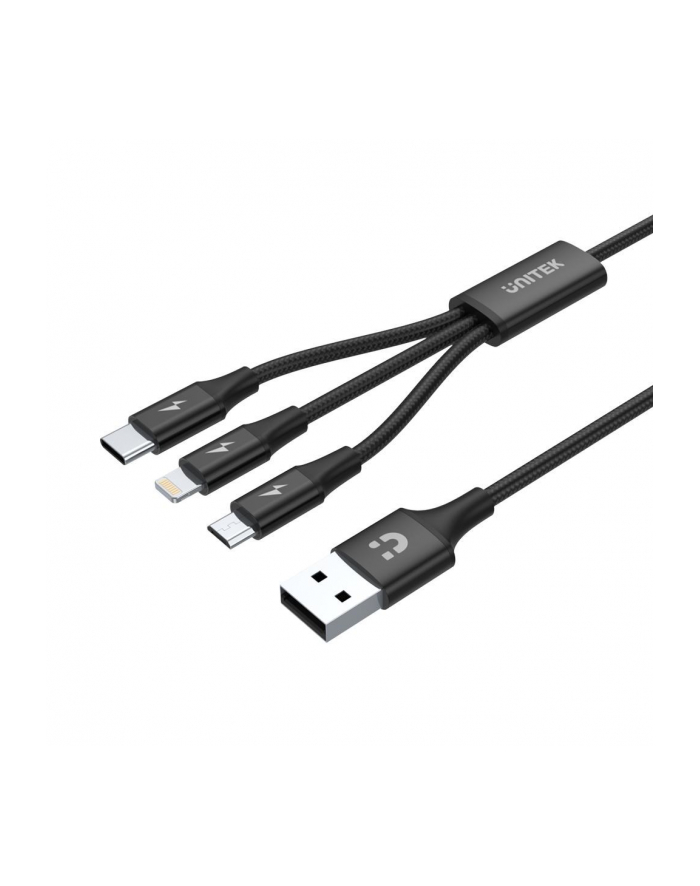 UNITEK Cable USB 3in1 Black microUSB USB-C Ligthining C14049BK główny